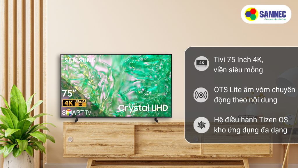 Smart Tivi UHD 4K 75 Inch Samsung UA75DU8000KXXV- Thiết kế