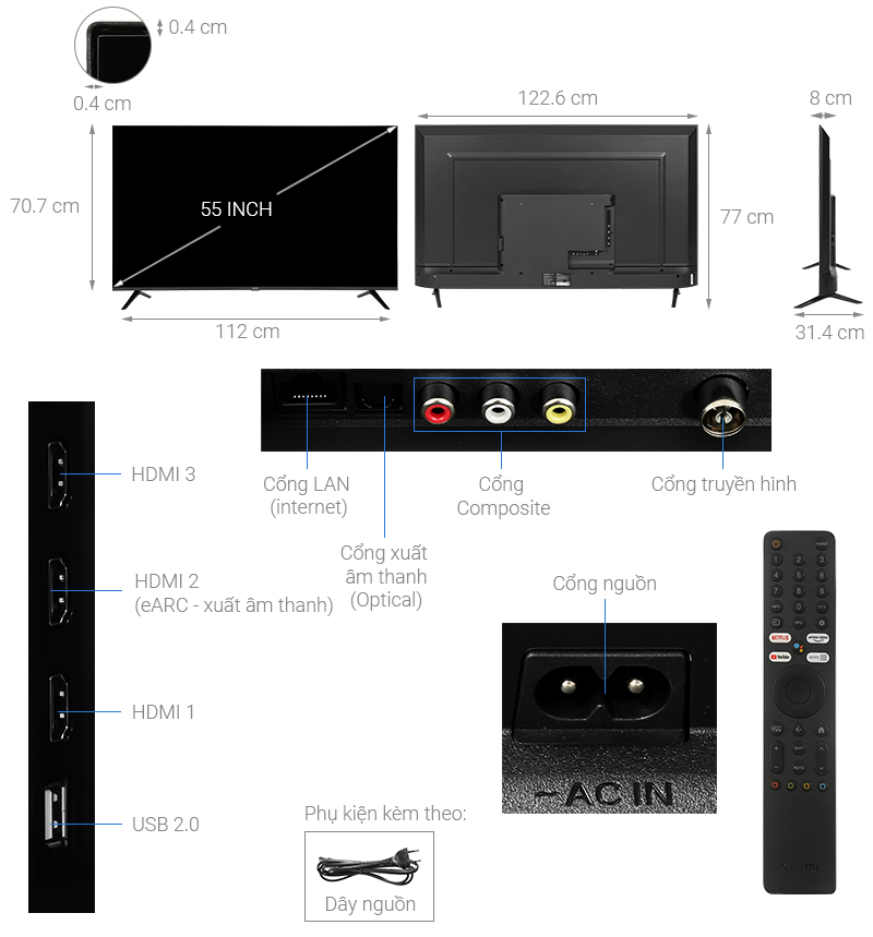 Xiaomi Google Tivi 4K 55 inch L55M8-P2SEA